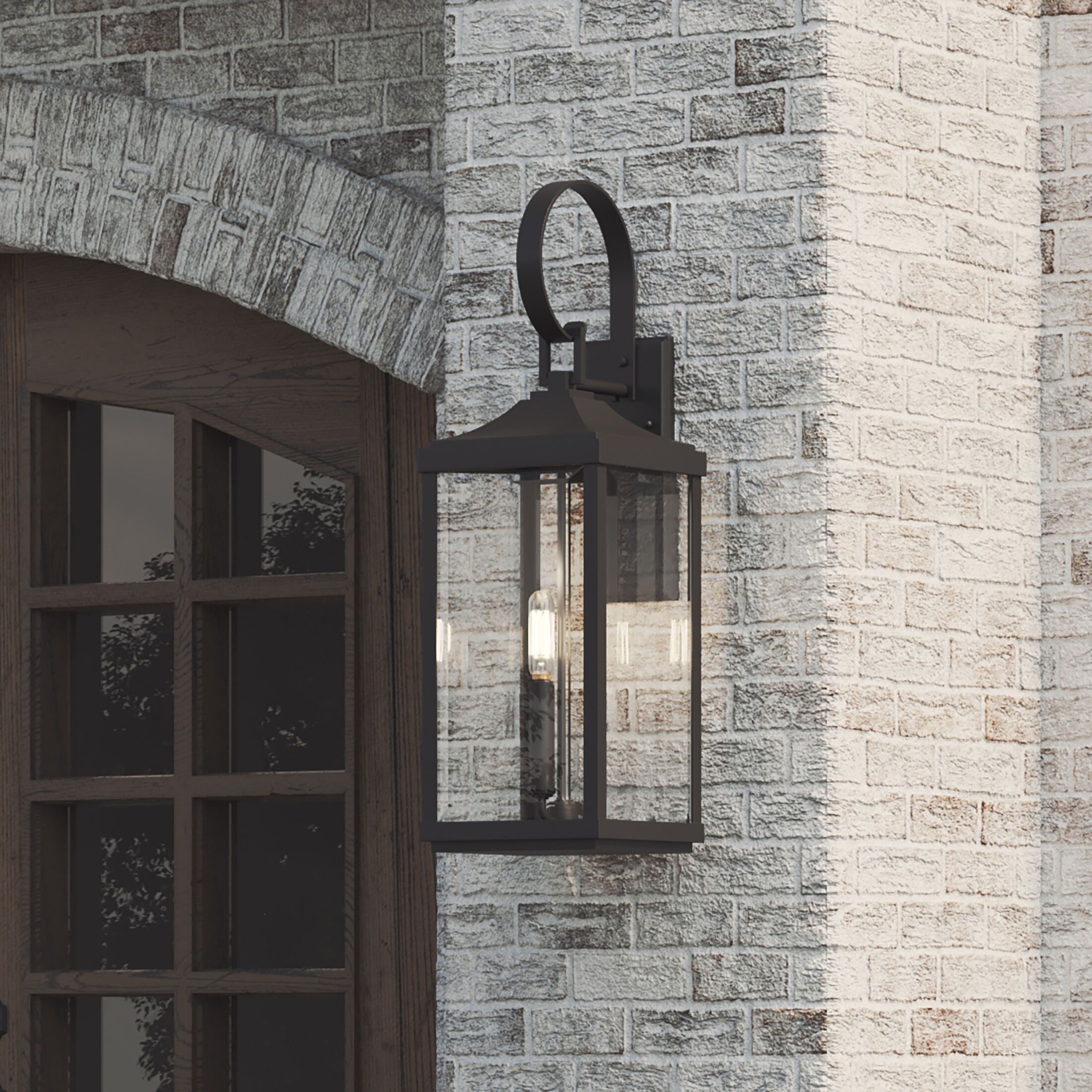 Gibbes Street 3 Light 31 inch Textured Black Outdoor Wall Lantern, Large, Design Series